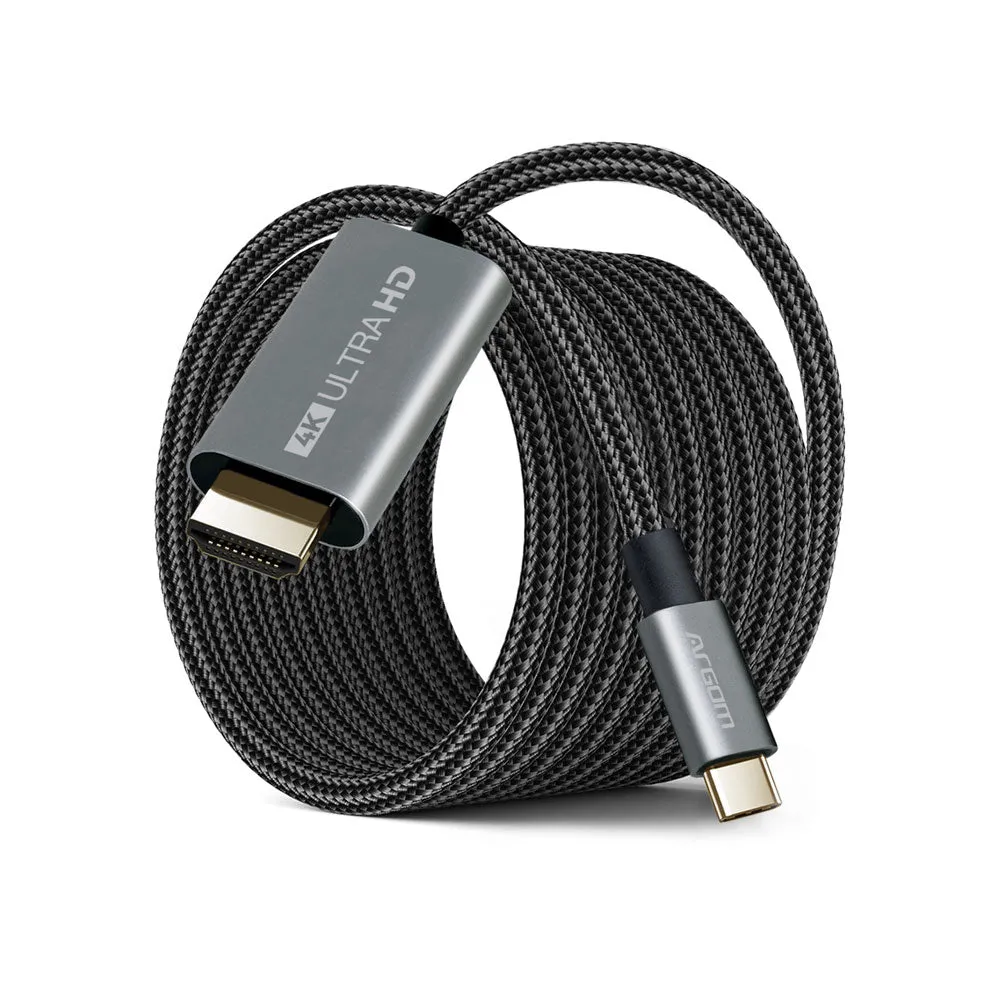 [ARG-CB-0091] Argom USB-C to HDMI 4K 60Hz Nylon Braided Cable 6ft/1.8m